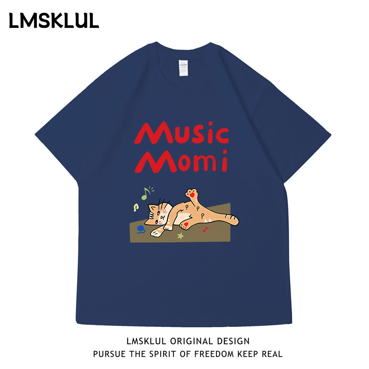 LMSKLUL重磅设计感短袖t恤女宽松纯棉半袖T恤美式上衣夏季男女