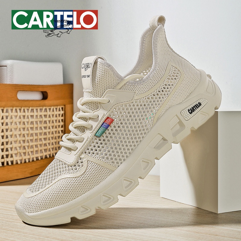 卡帝乐鳄鱼男鞋秋季透气飞织网面网鞋休闲跑步气垫减震运动老爹鞋