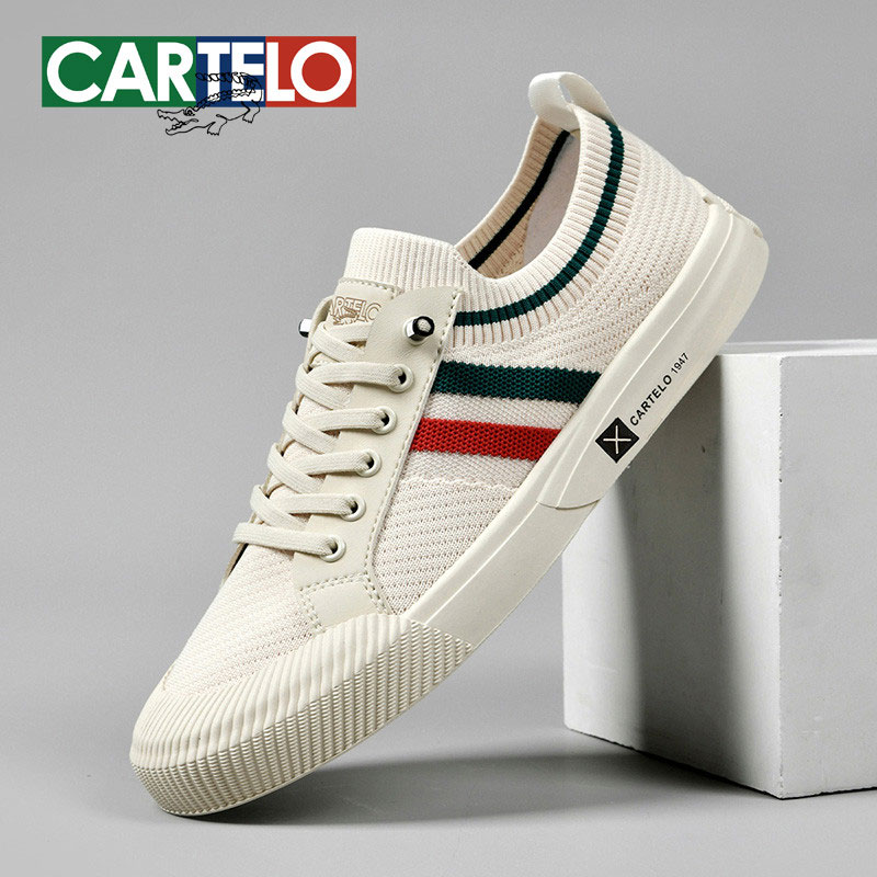 卡帝乐鳄鱼帆布鞋男款秋季休闲板鞋薄款透气老北京一脚蹬布鞋子