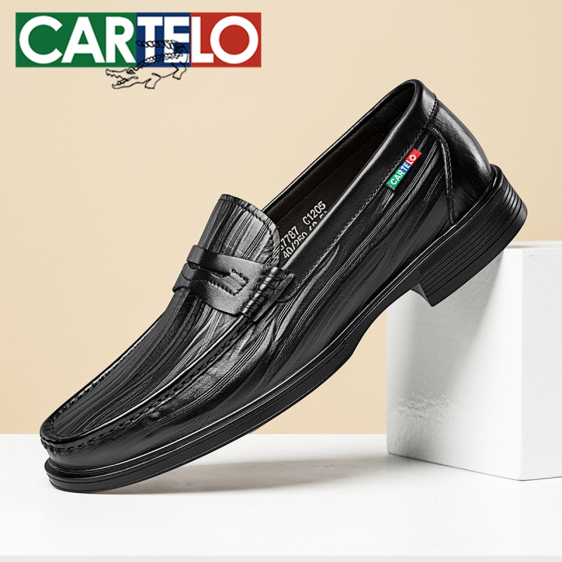 卡帝乐鳄鱼男鞋秋季头层牛皮商务休闲男士皮鞋商务正装乐福鞋真皮