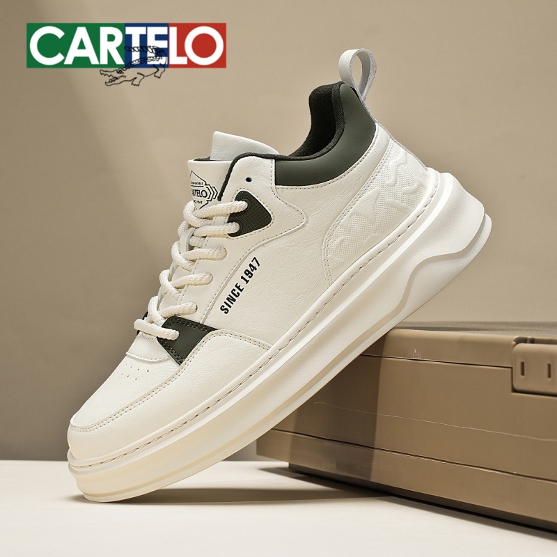 卡帝乐鳄鱼板鞋男款软底休闲鞋舒适软弹百搭小白鞋防水皮面运动鞋