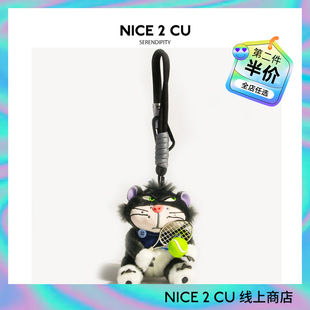 运动风网球路西法猫毛绒公仔书包包挂件汽车钥匙扣个性 学生礼物