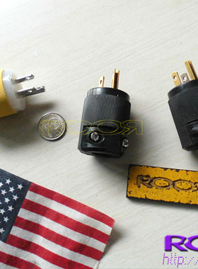 美国 USA Hubbell 荷宝 原装 全黑色 电源插头 少见酷色