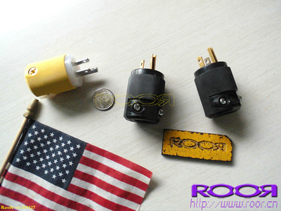 美国 USA Hubbell 荷宝 原装 全黑色 电源插头 少见酷色