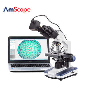 2000XLED双目数字复合生物显微镜带130万像素相机 AmScope 40X