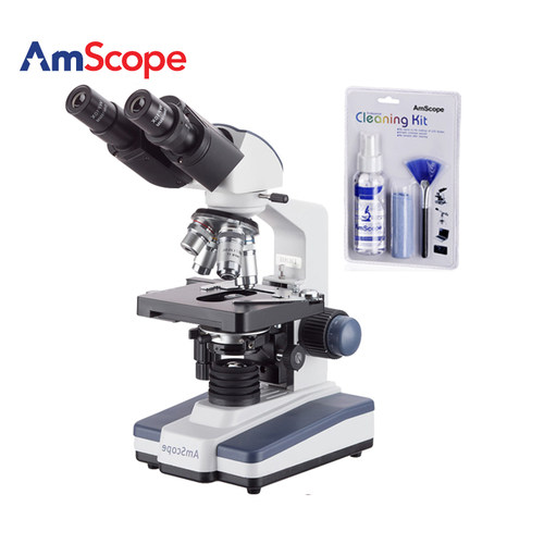 AmScope B120双目生物显微镜学生实验医学兽医养殖培训带清洁套装