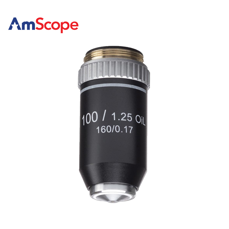 AmScope 100X消色差显微镜油浸入物镜黑色面