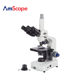 AmScope 1000X三目暗场和明场复合显微镜实验生物显微镜 40X