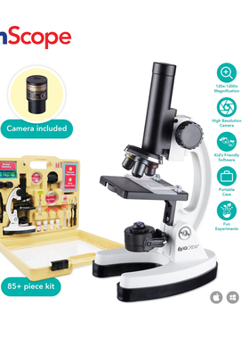 AmScope 120X–1200X儿童显微镜益智教学实验带标本相机生日礼物
