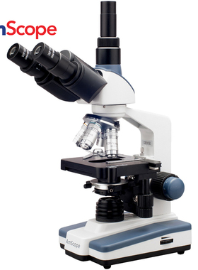 AmScope 40X-1000XLED实验室三目复合生物显微镜具有3D双层载物台