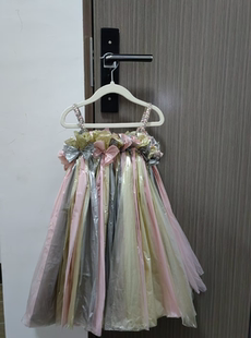 儿童环保时装秀服装女童幼儿园亲子走秀裙子手工创意塑料袋表演服