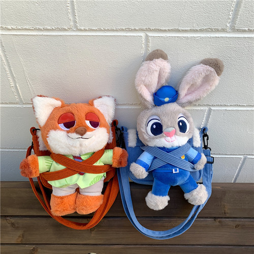 新款卡通公仔毛绒帆布斜挎包