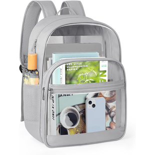 前后透明双肩包女大容量学生书包初高中背包男款校园高级感电脑包