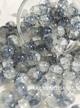 10mm玻璃圆珠碎花琉璃珠手工制作散珠diy串珠手链珠子饰品配件