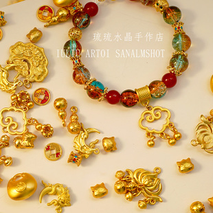 【合集】合金镀金金属配件长命锁月亮隔珠隔片吊坠手工diy配饰