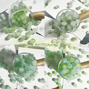 绿色系琉璃珠散珠手工diy制作玻璃珠子玉碎圆珠串珠手链配件材料