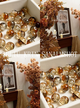 10mm美拉德色系冰裂碎花双色DIY串珠手链散珠串珠饰品配件琉璃珠