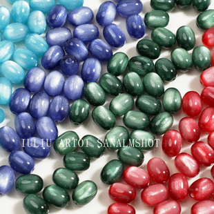 10mm树脂仿猫眼珠散珠椭圆串珠diy手工手链项链饰品配件材料