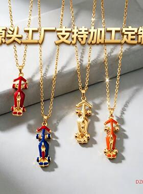 跨境热销欧美嘻哈风机车款吊坠时尚百搭高级个性男款吊坠项链批发