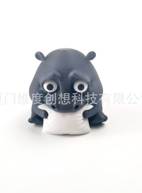 亚马逊新款 Sad baby hippo 咬枕头的河马家居装饰委屈的河马摆件