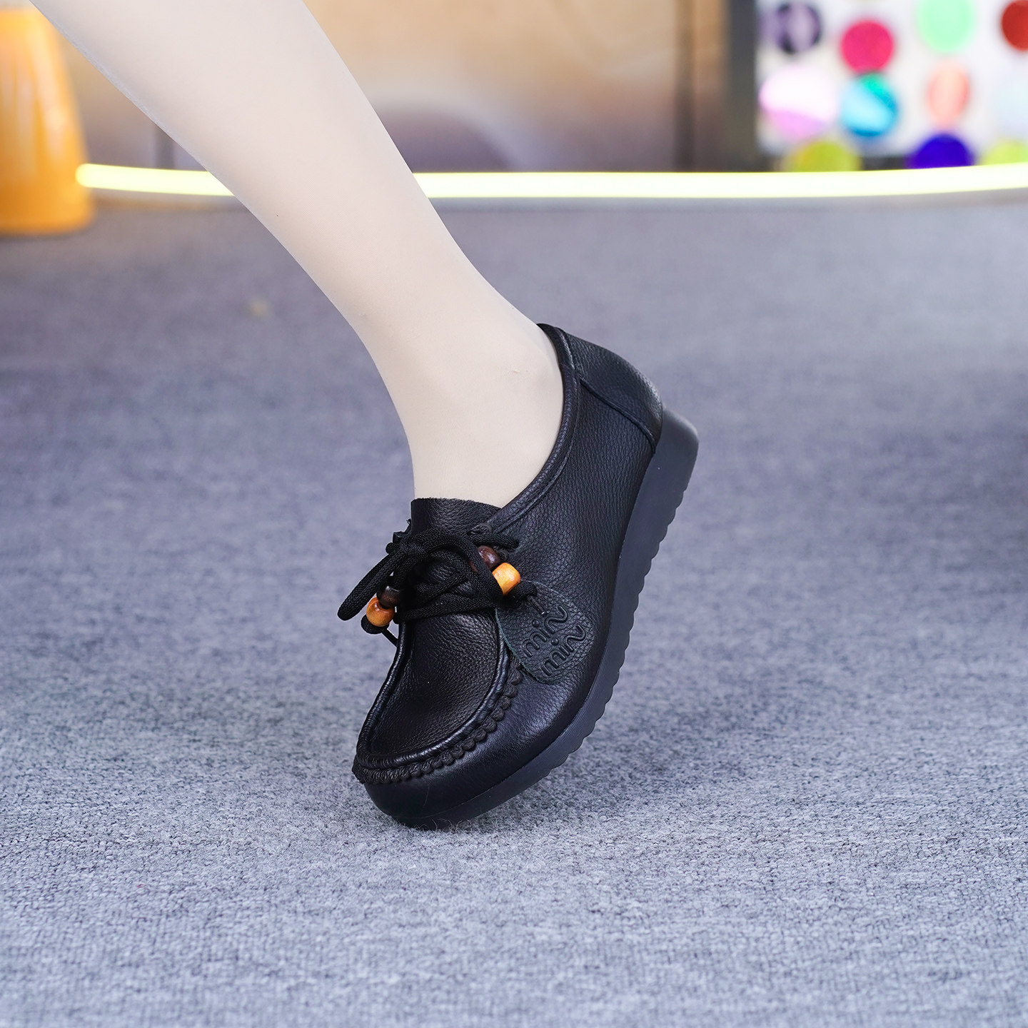 真皮单鞋女春秋新款软底软面系带圆头厚底深口小皮鞋纯牛皮妈妈鞋,女鞋,深口单鞋,淘宝优惠券,粉丝福利购,淘宝优惠卷