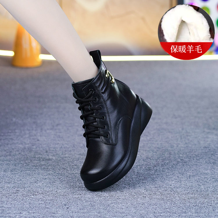 真皮厚底纯羊毛加绒马丁靴