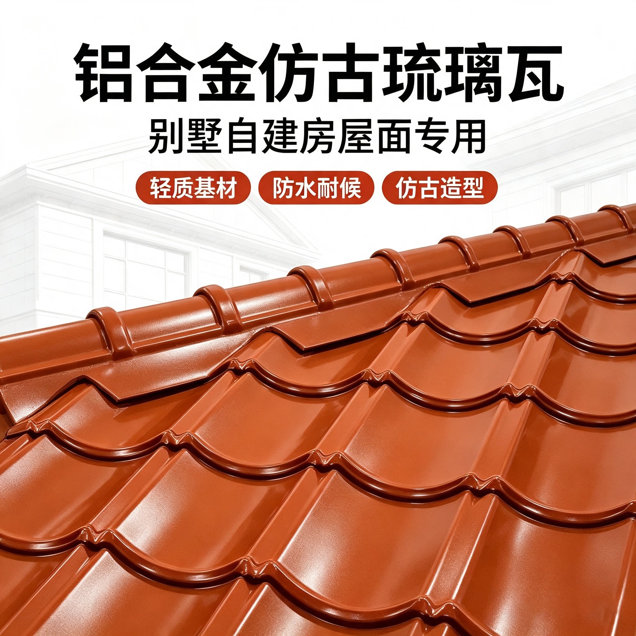铝镁锰仿古中式别墅屋顶琉璃瓦庭院凉亭农村自建房铝合金隔热铝瓦图片
