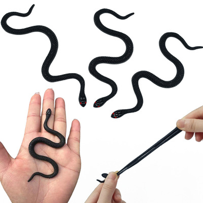 软胶迷你小黑色恶搞假蛇动物玩具