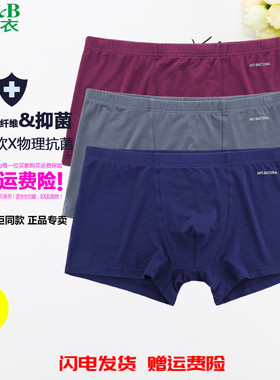 ab男士抗菌内裤粘纤男四角裤夏季薄款短裤中腰纯色大码平角裤Y203