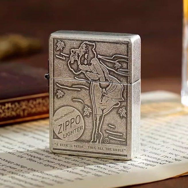ZIPPO正品煤油打火机防风正版1935复刻古银风中女郎送男朋友礼物