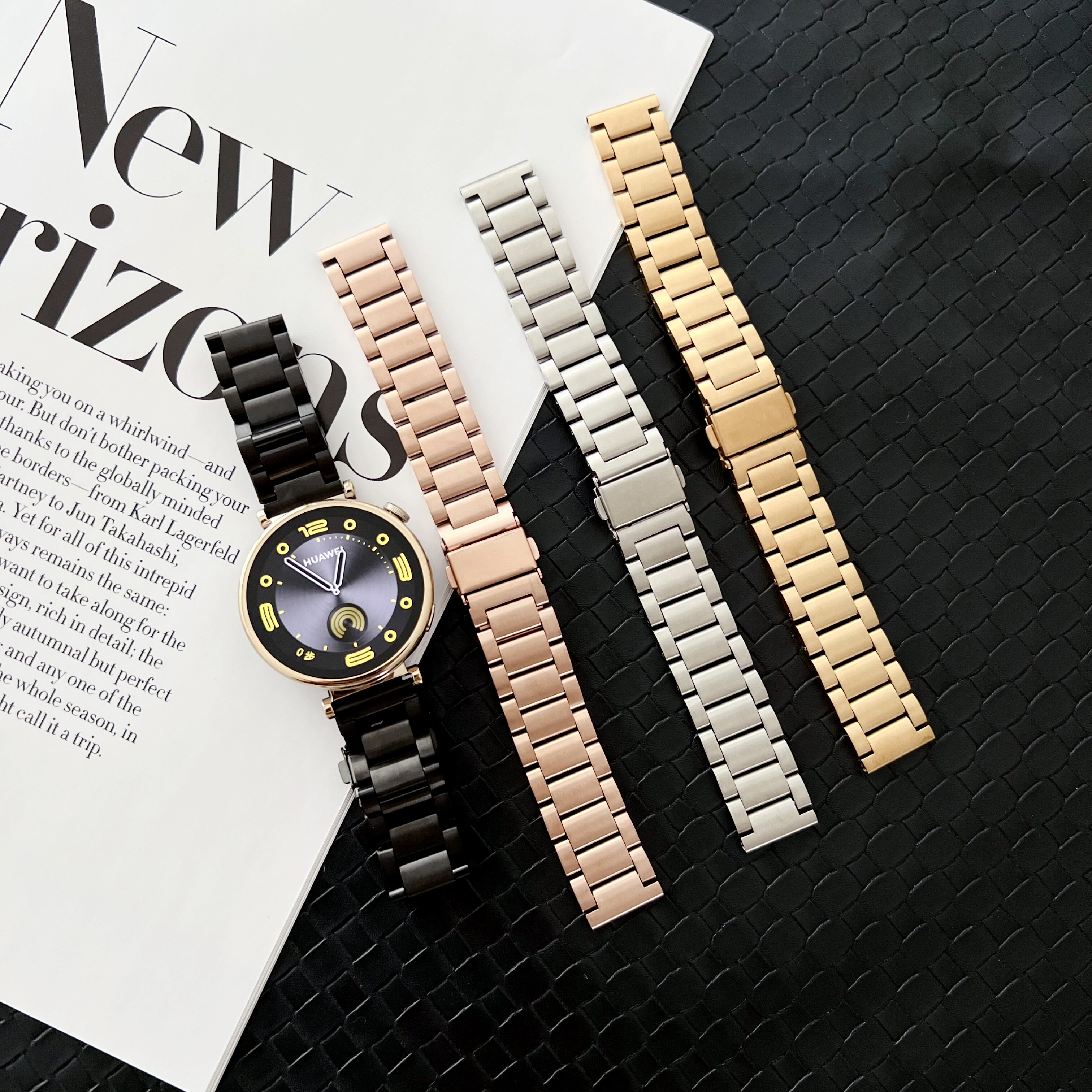 适用华为gt4 41mm表带watch4金属GT3/2 46 42mm钢带米兰尼斯GT2pro不锈钢非凡大师三星watch6/5/4荣耀手表带
