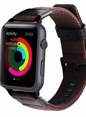 适用apple watch5尼龙手表带iwatch5/4/3/2/1表带38/440/42/44mm表带iphone series 5 s4s3男女休闲表带膜壳