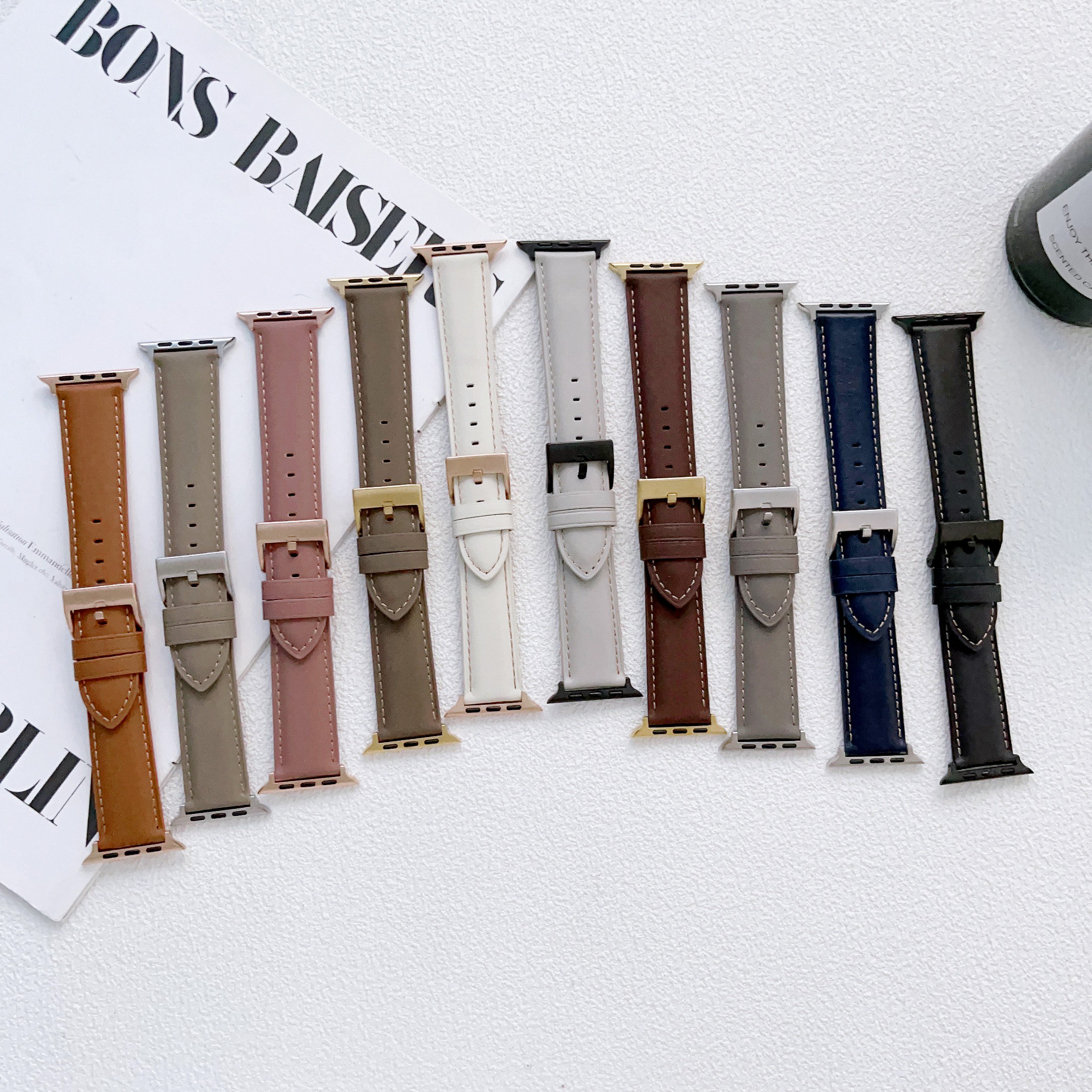 适用 apple iwatch7/8/6/5//4/SE真皮表带 苹果磨砂小牛皮iwatch8 ultra 49mm表带40/44/41/45mm真皮带腕带潮