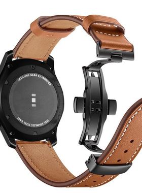 适用华为Watch GT/watch3/4pro/GT2/2pro/2E手表带荣耀Magic/gspro真皮表带蝴蝶扣牛皮腕带华米一加小米color