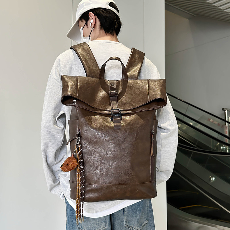 潮牌工装双肩包男女大学生电脑背包女大容量高中生防水旅行包书包