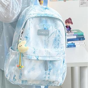 ins风高颜值古风蝴蝶双肩包高中生外出旅行轻便背包 书包初中女生