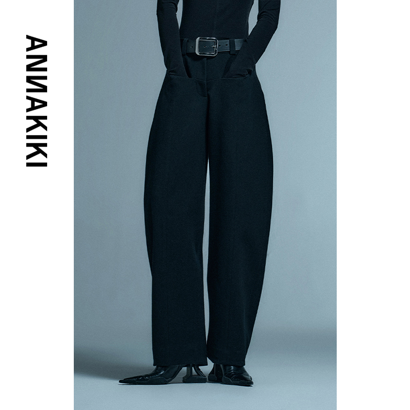 ANNAKIKI中腰长裤25春装小众设计师款 羊毛弯刀型中腰长裤