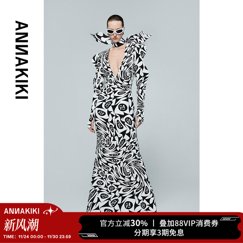 ANNAKIKIMonogram印花连衣裙