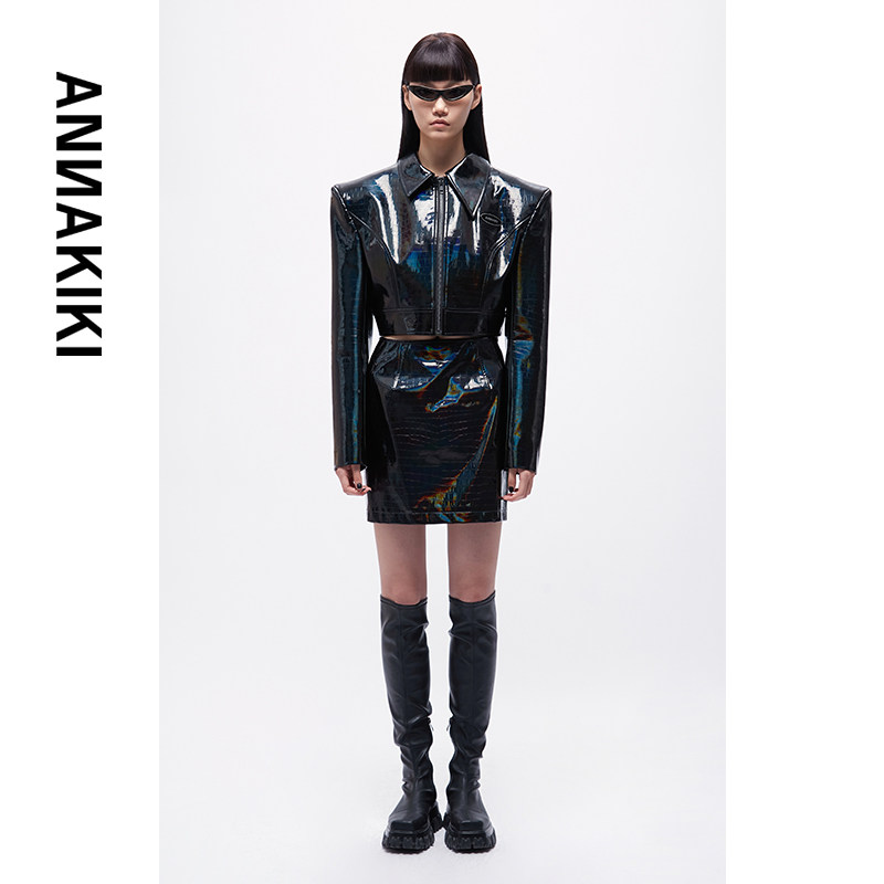 ANNAKIKI Short skirt 2021 Autumn and winter New products designer A small minority design crocodile Color pattern Split ends Half skirtin the Women's clothing/Boutique , Skirts  category - from Buy2taobao.com to provide professional Taobao agent buy service