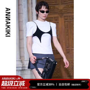 ANNAKIKI 小众烫钻四芒星背心吊带上衣女 戚薇明星同款 吊带