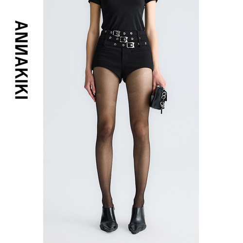 ANNAKIKI 【Kat同款】秋新小众设计师款 直筒腰带裂变A型短裤女