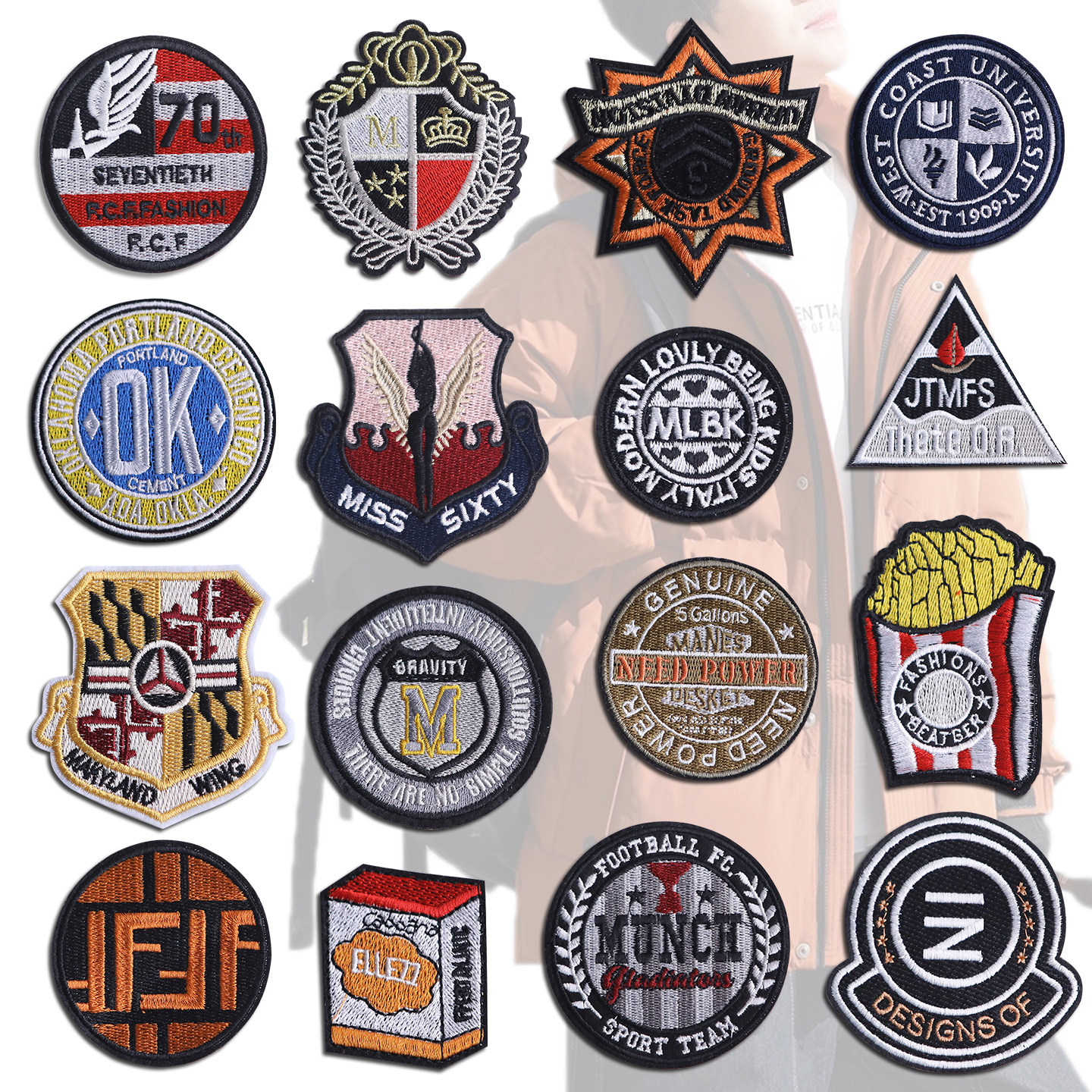 圆形徽章自粘免缝刺绣布贴可水洗修补羽绒服装饰贴胶粘补丁破洞贴,居家布艺,布贴,淘宝优惠券,粉丝福利购,淘宝优惠卷