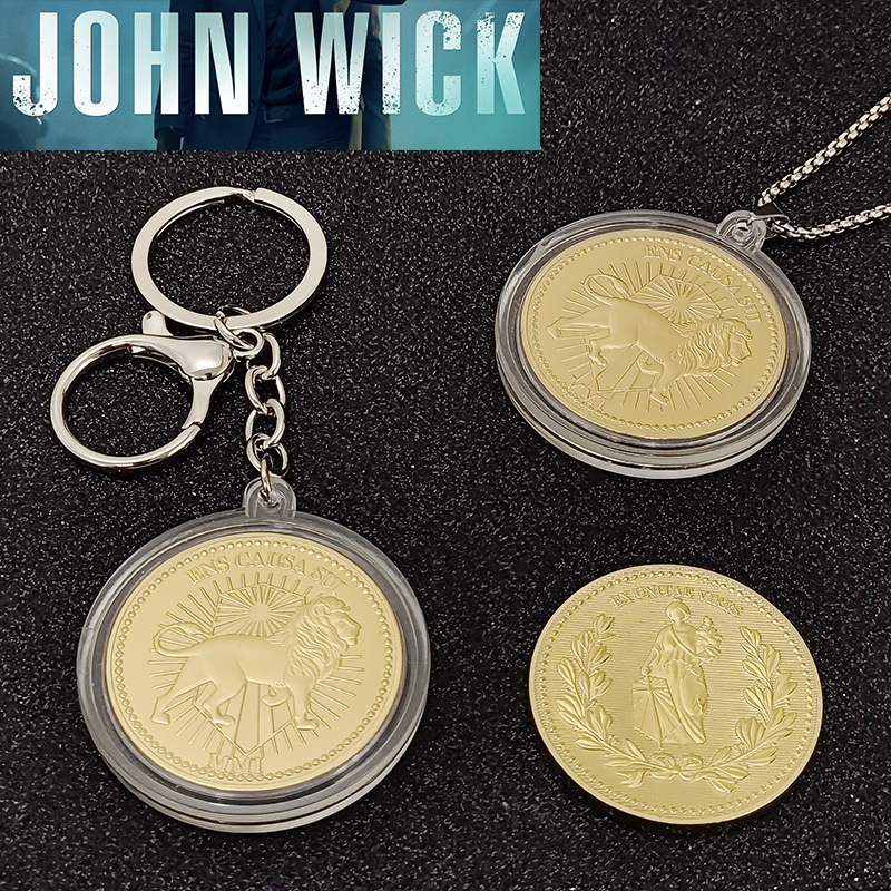 疾速追杀johnwick金币基努里维斯收藏硬币钥匙扣挂件电影道具周边