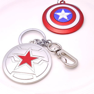 Q版盾冬美国队长3内战冬兵巴基冬日战士标志盾牌公仔钥匙扣圈挂件