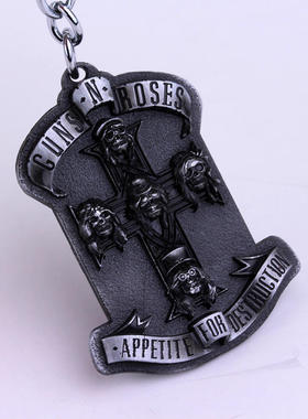 Guns N Roses 枪炮与玫瑰枪花乐队金属钥匙扣 摇滚乐队周边钥匙链