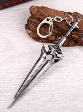 WOW魔兽世界周边逐风者的祝福之剑钥匙扣挂件链风剑橙色武器模型