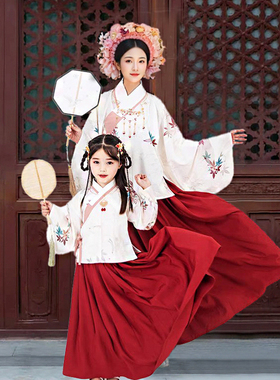 亲子汉服明制套装春2026新款旅拍摄影儿童古风演出服母女童古装裙