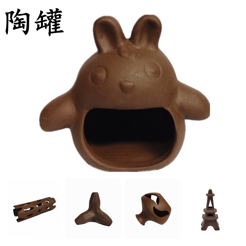 观赏鱼虾繁殖罐躲藏造景罐圆柱型龙猫半圆盖水晶虾异形鲷罐鼠鱼屋