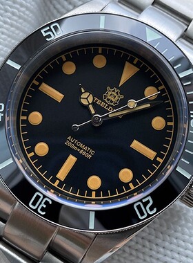 复刻定制日本全自动NH35A古色夜光小红花200米专业潜水手表泡泡镜