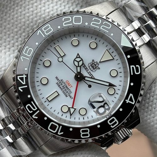 NH34机芯潜水手表24两地时GMT陶瓷红蓝可乐圈夜光防水鬼男士机械